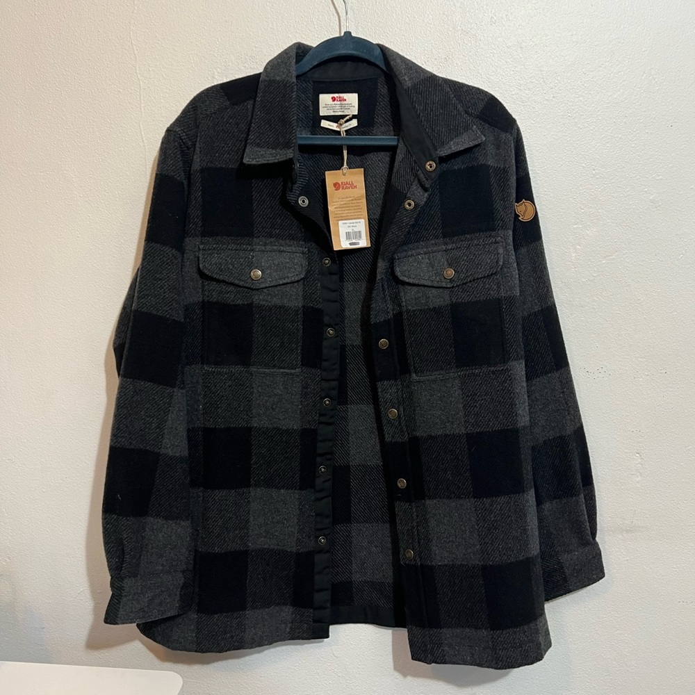 Fjallraven ‘Canada’ Plaid Shirt Grey Black Wool XL